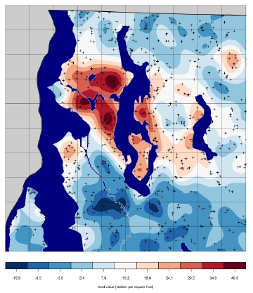 figure: home build cost heatmap, seattle 2012